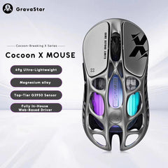 GravaStar Mercury X AIR X Pro Wireless Gaming Mouse Transparent Hollow-out Bluetooth 2.4G Wired Lightweight Dual 8K G3950 Mouse