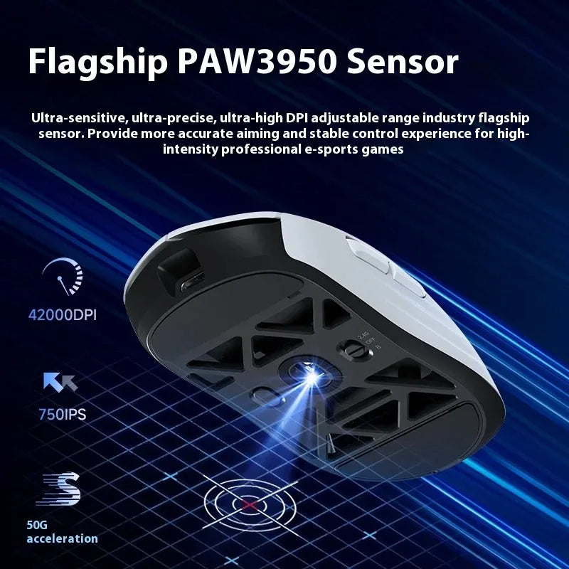 MCHOSE AX5 V2 lightweight E-sports Mouse dual 8K three mode wireless BT PAW3950 Magnetium alloy Dual-drive HUB Long battery life