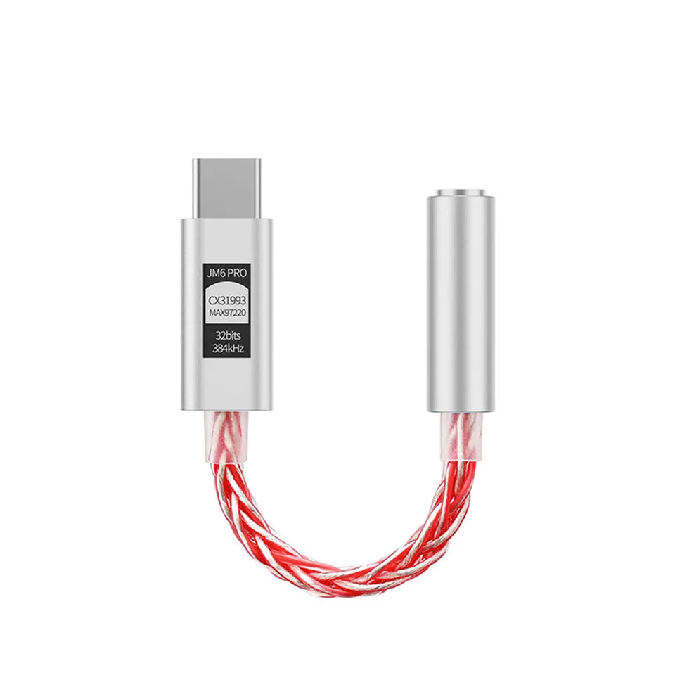 JCALLY JM6 Pro Type-C to 3.5mm Dual DAC CX31993 MAX97220 Digital Audio Headphone Amplifier HiFi DAC Mobile Headset AMP Adapter