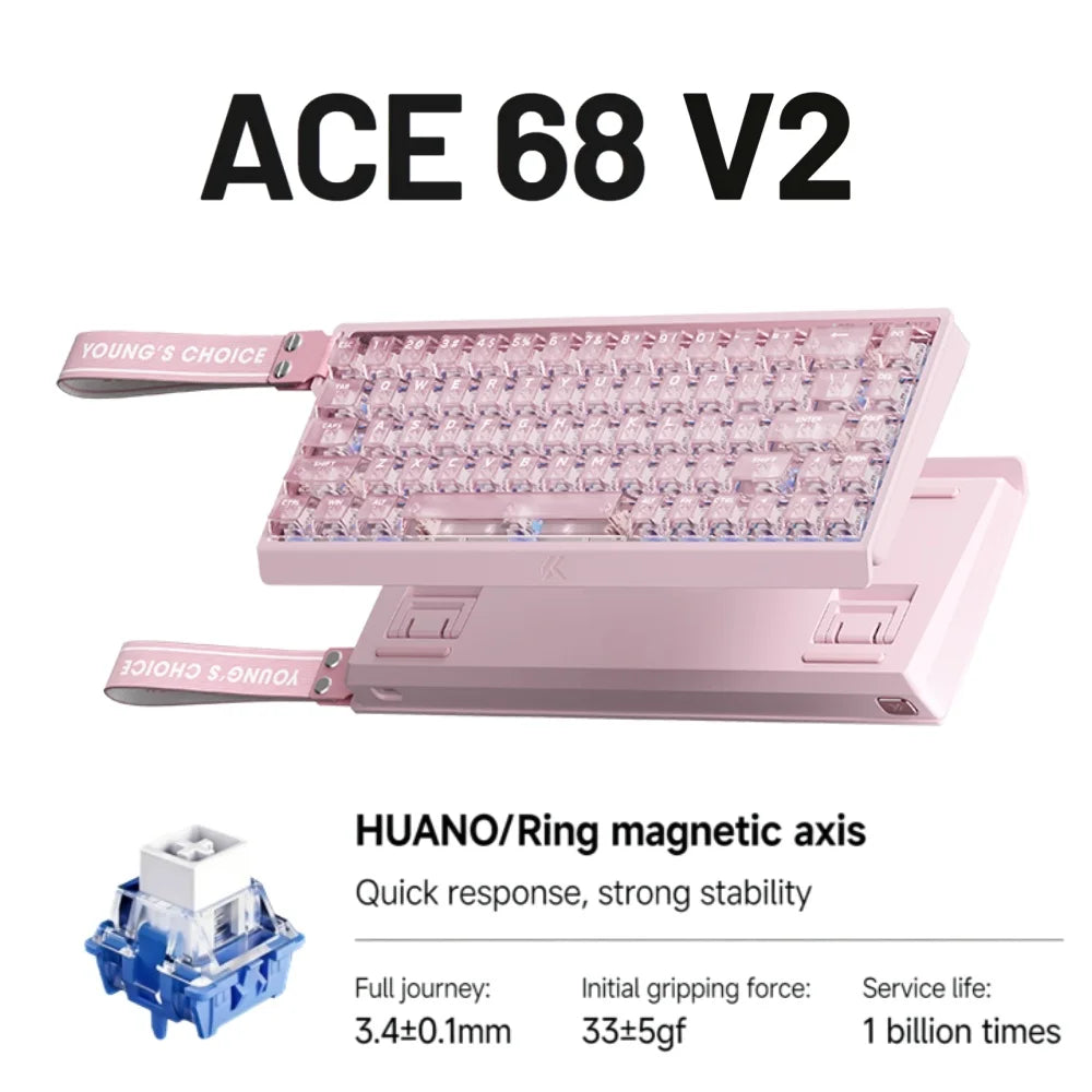 MCHOSE ACE68 V2 gaming keyboard 0.001mm 8KHz Polling Rate 256k scan rate 0.008ms ultralow latency wired TTC Hall sensor keyboard