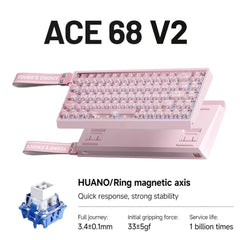 MCHOSE ACE68 V2 gaming keyboard 0.001mm 8KHz Polling Rate 256k scan rate 0.008ms ultralow latency wired TTC Hall sensor keyboard