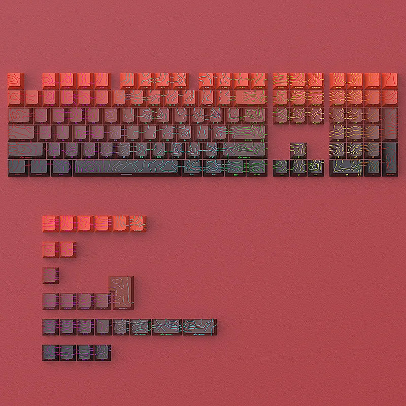 2026 Line Gradient Side Shine Through Keycaps Cherry Profile PBT Custom Keycaps for 60% 65% 75% 96% 98% 100% Mechanical Keyboard