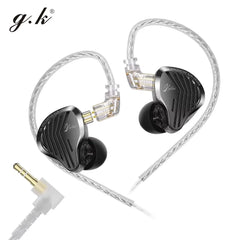 GK KUNTEN Metal Headphones HiFi HD Sound Quality Heavy Bass In-Ear Headphones Sports Removable Earplugs IN KZ Supreme EDX ZSN