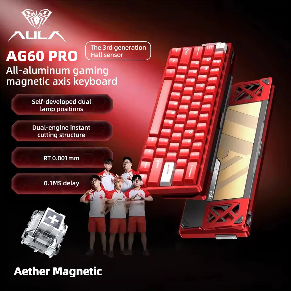AULA AG60 Pro/MAX Wired Gaming Mechanical Keyboard Custom Full Aluminum High Performance Magnetic Axis for Esports And FPS Games