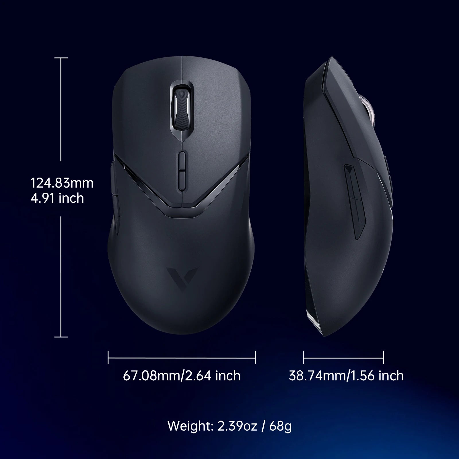 Rapoo Wireless Gaming Mouse 68g Lightweight 1KHz Polling Rate 12000DPI 10 Programmable Buttons Optical Sensor