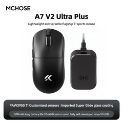 MCHOSE A7 V2 Ultra Gaming Mouse PAW3950 TI Sensor Dual 8000Hz 20000fps 42000DPI 750IPS Imported Super Glide Glass Coating CSGO
