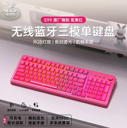 AULA S99  Wireless Tri Mode Bluetooth Gamine Keyboard2.4G RGB Gasket Mount Custom Gaming Keypad for PC Mac PC Office Gifts
