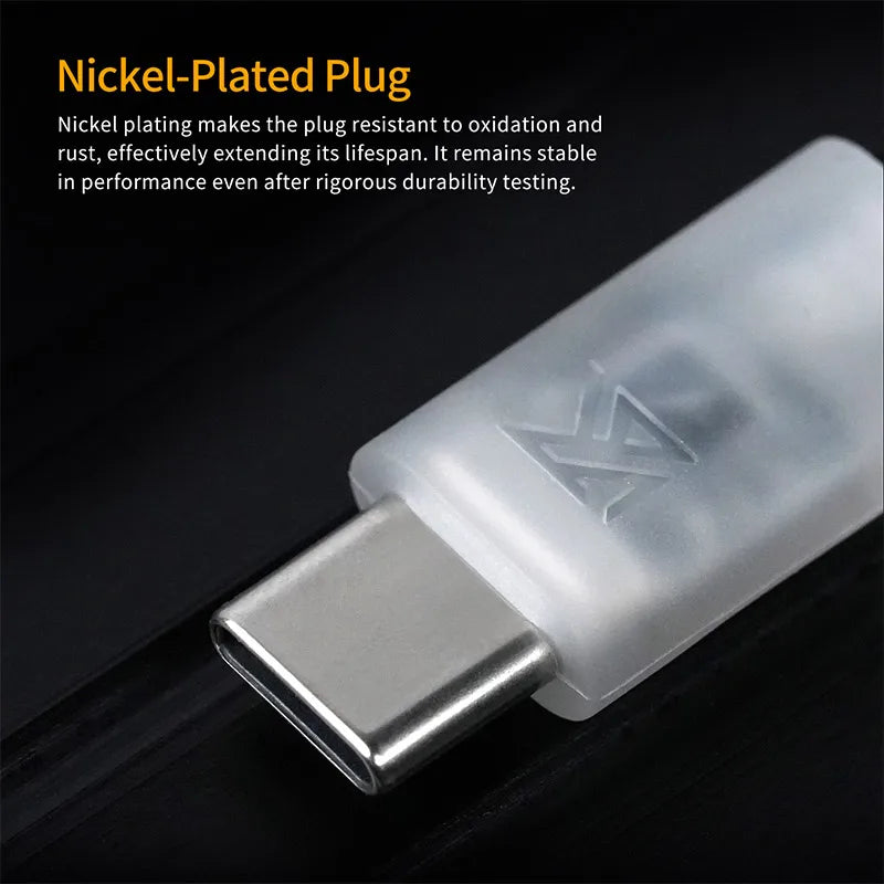 KZ Headphones Type-C Oxygen-Free Copper Silver-Plated Earphone Cable 0.75MM High-purity Gold-plated Pin