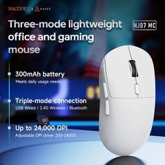 AJAZZ NJ07/MC/Ultra Tri-Mode Wired/Bluetooth/2.4G Office and Gaming Mouse 12800 DPI 1000Hz Report Rate