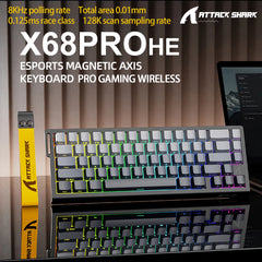 X68HE ATTACK SHARK X68PRO RGB Magnetic Mechanical Keyboard 0.01mm RT Accuracy 128K Rate 0.125ms and 8000Hz for E-sports