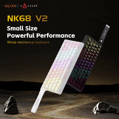 AJAZZ NK68V2 Single-Mode Wired Mechanical Keyboard Portable Gaming Keyboard RGB Hot-Swappable PC Lightweight Mechanical Keyboard
