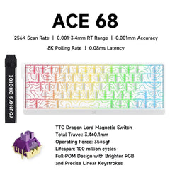 MCHOSE ACE68 TTC Dragon Lord Magnetic Switch 256K Gaming Keyboard Hall Effect 0.001mm Fast Trigger Programmable RGB for Logitech