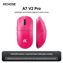 MCHOSE A7V2 Ultra Plus eSports Game 3950TI Trimode Mouse 42000DPI Lightweight Double 8k Mouse Imported Super Glide Glass Coating