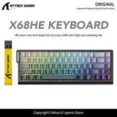 X68HE ATTACK SHARK X68PRO RGB Magnetic Mechanical Keyboard 0.01mm RT Accuracy 128K Rate 0.125ms and 8000Hz for E-sports