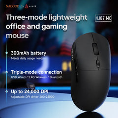 AJAZZ NJ07/MC/Ultra Tri-Mode Wired/Bluetooth/2.4G Office and Gaming Mouse 12800 DPI 1000Hz Report Rate