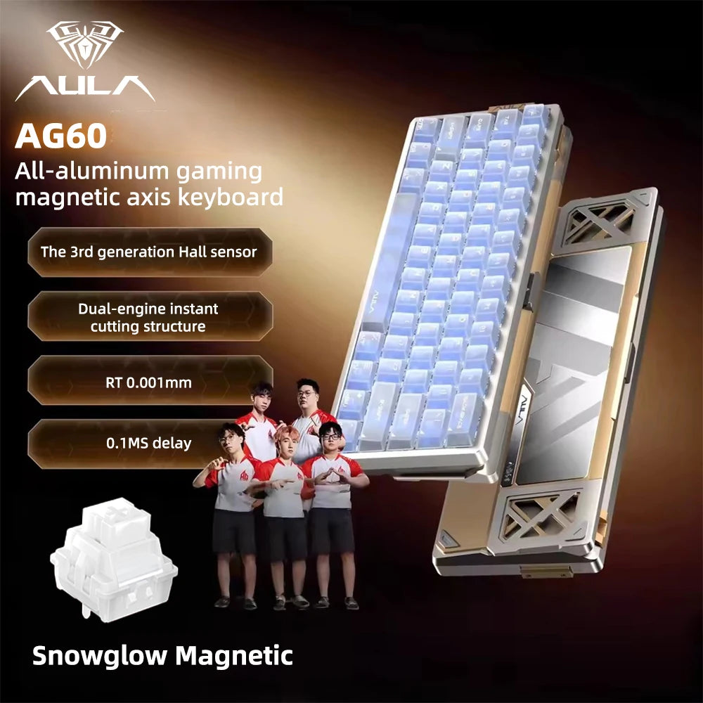 AULA AG60 Pro/MAX Wired Gaming Mechanical Keyboard Custom Full Aluminum High Performance Magnetic Axis for Esports And FPS Games