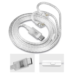 KZ Headphones Type-C Oxygen-Free Copper Silver-Plated Earphone Cable 0.75MM High-purity Gold-plated Pin