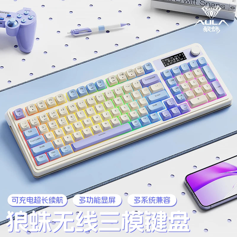AULA S99  Wireless Tri Mode Bluetooth Gamine Keyboard2.4G RGB Gasket Mount Custom Gaming Keypad for PC Mac PC Office Gifts