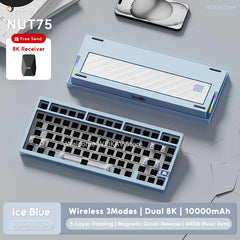 WEIKAV NUT75 220 Grit Aluminum Wireless Gaming Custom Mechanical Keyboard Kit 75% Bluetooth Wired Gamer Non-contact Keyboard