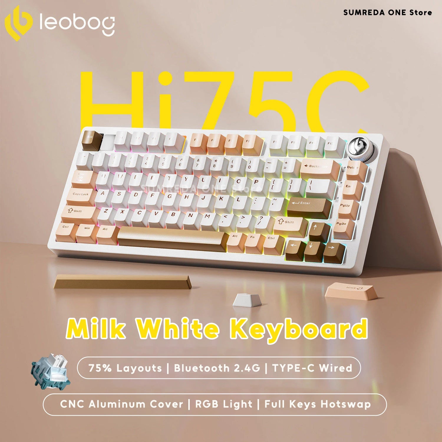 Leobog Hi75C Gaming Aluminum Wireless Mechanical Keyboard Kit Hi75 Hi75C Pro 81Keys Bluetooth 2.4G Wired  Hotswap Gamer Keyboard