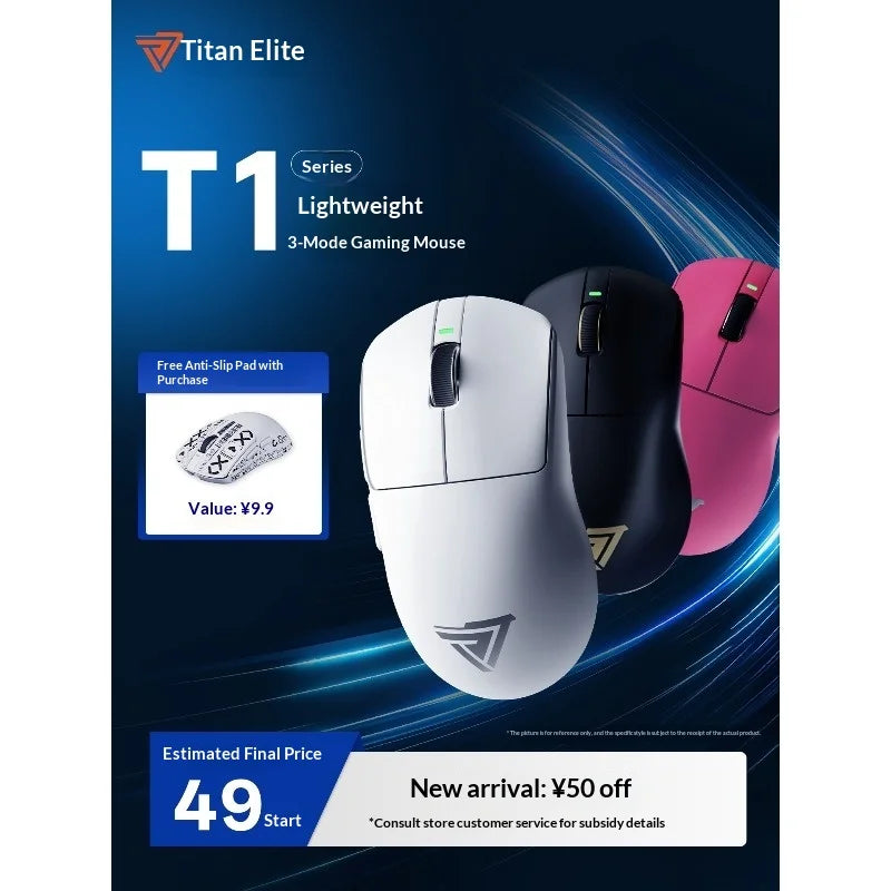Titan Elite T1 Wireless Bluetooth Mouse, 30000 DPI, 10000Hz, 500mAh long battery life, lightweight esports gaming mouse