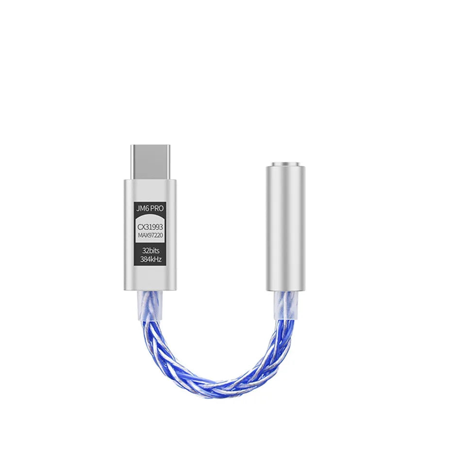 JCALLY JM6 Pro Type-C to 3.5mm Dual DAC CX31993 MAX97220 Digital Audio Headphone Amplifier HiFi DAC Mobile Headset AMP Adapter