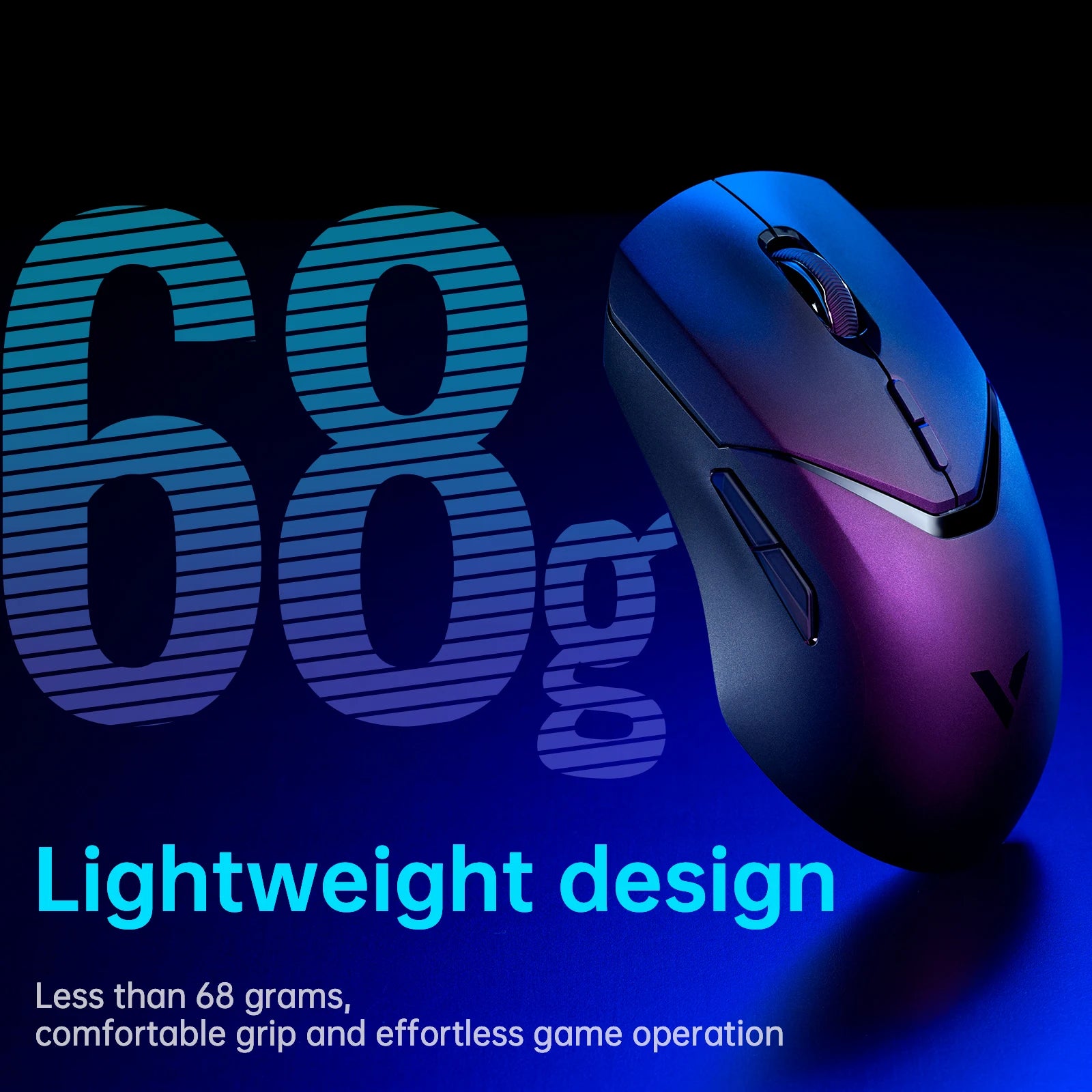 Rapoo Wireless Gaming Mouse 68g Lightweight 1KHz Polling Rate 12000DPI 10 Programmable Buttons Optical Sensor