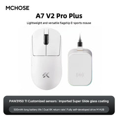 MCHOSE A7 V2 Ultra Gaming Mouse PAW3950 TI Sensor Dual 8000Hz 20000fps 42000DPI 750IPS Imported Super Glide Glass Coating CSGO