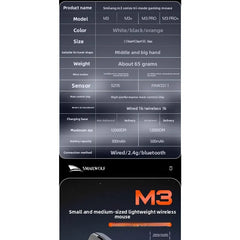 SMAILWOLF M3 Bluetooth Wireless Gaming Mouse with PAW3311 Sensor