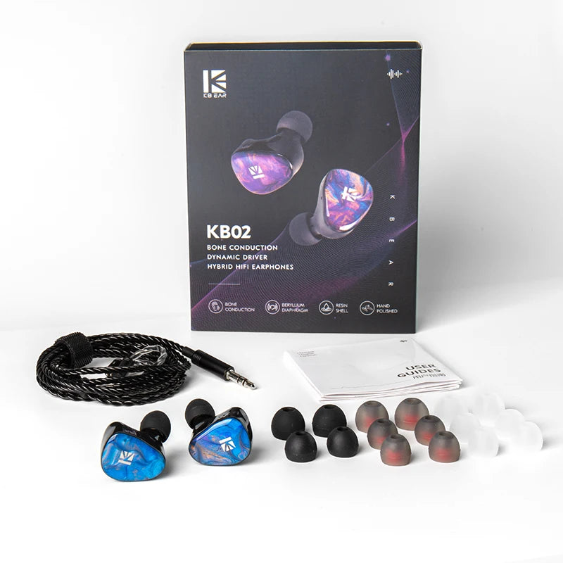 KBEAR KB02 10mm+10mm Dual  IEM Hifi in-ear Earphones with Detachable Cable Design Bone Conduction Dynamic Driver