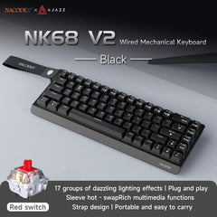 AJAZZ NK68V2 Single-Mode Wired Mechanical Keyboard Portable Gaming Keyboard RGB Hot-Swappable PC Lightweight Mechanical Keyboard