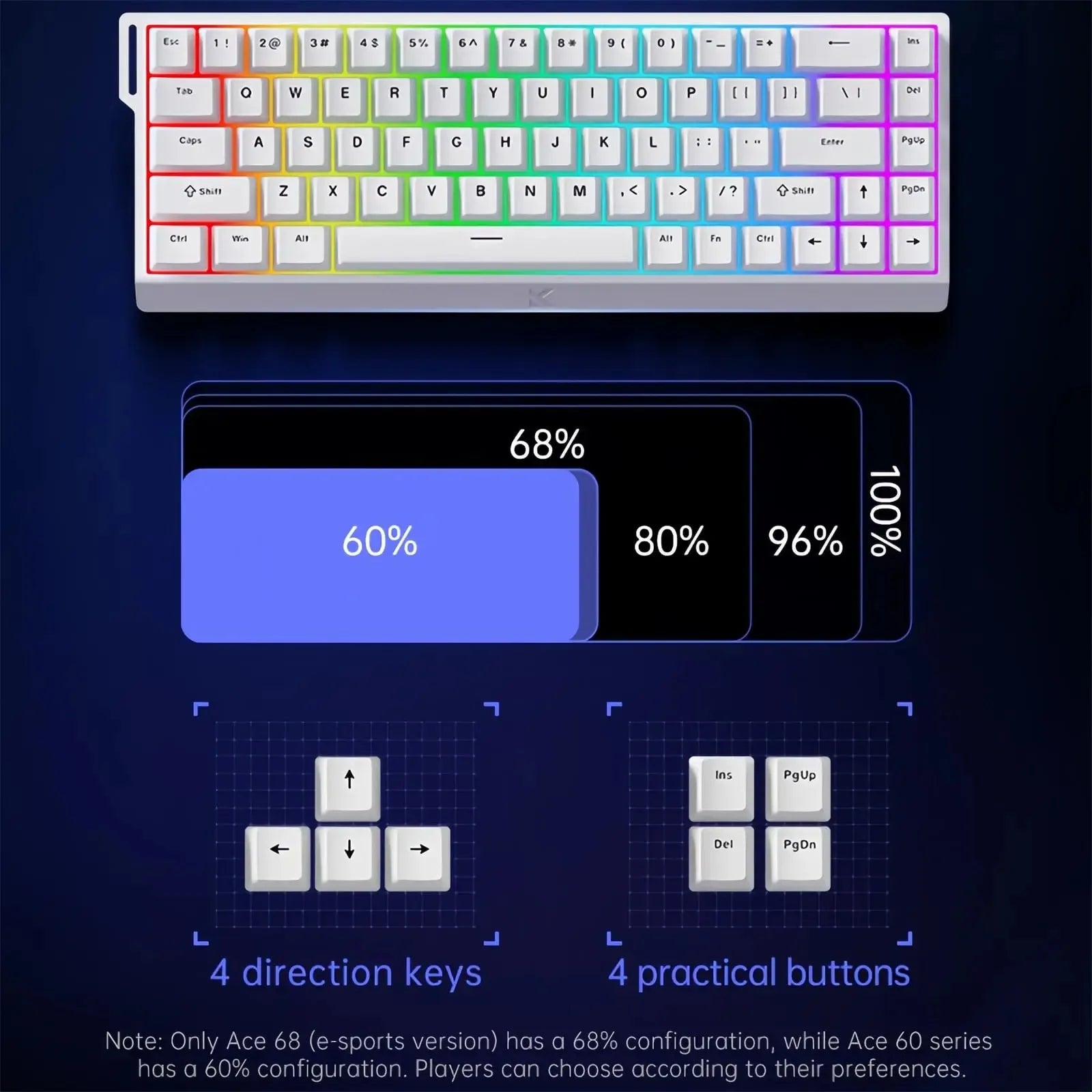 MCHOSE ACE68 TTC Dragon Lord Magnetic Switch 256K Gaming Keyboard Hall Effect 0.001mm Fast Trigger Programmable RGB for Logitech