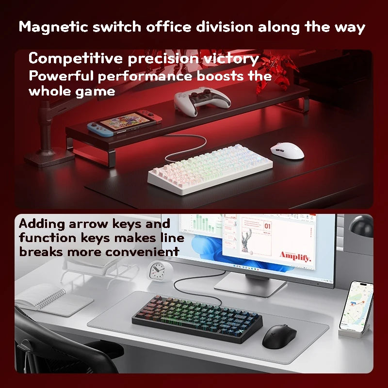 MCHOSE JET75 HE Gaming Keyboard Hall Effect Switch Support 0.005MM Rapid Trigger DKS SOCD MT TGL Dynamic RGB Hot Swappable