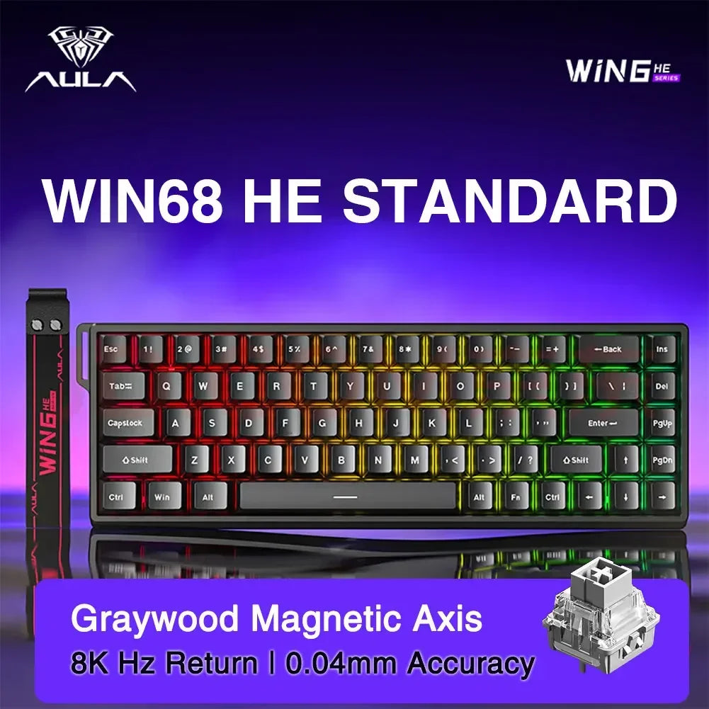 AULA WIN60 WIN68 HE Magnetic Keyboards Esports Rapid Trigger 8K Return RGB Hotswap Wired Gaming Mechanical Keyboard for Pc Gamer