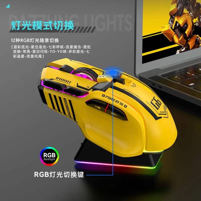 G6 Tri Mode Bluetooth Wireless Wired Mechanical Gaming Mouse Rgb Backlight Silent Type C Rechargeable For Pc Laptop E Sports