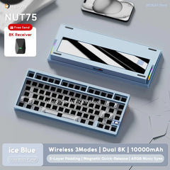 WEIKAV NUT75 220 Grit Aluminum Wireless Gaming Custom Mechanical Keyboard Kit 75% Bluetooth Wired Gamer Non-contact Keyboard