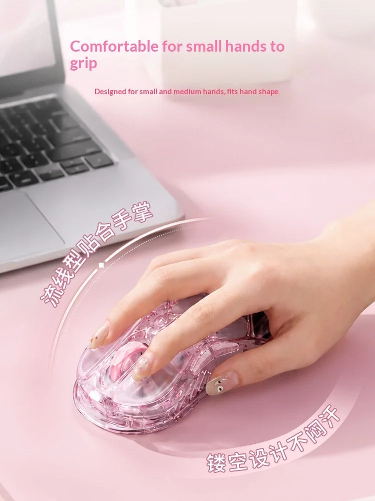 GravaStar Mercury M2 M1 jelly Pink Wireless Gaming Mouse PAW3395 Bluetooth Lightweight Hollowed Out RGB E-sport Gamer Mice Mouse
