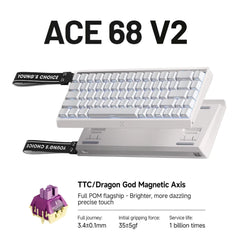 MCHOSE ACE68 V2 gaming keyboard 0.001mm 8KHz Polling Rate 256k scan rate 0.008ms ultralow latency wired TTC Hall sensor keyboard