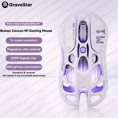 GravaStar Mercury M2 M1 jelly Pink Wireless Gaming Mouse PAW3395 Bluetooth Lightweight Hollowed Out RGB E-sport Gamer Mice Mouse