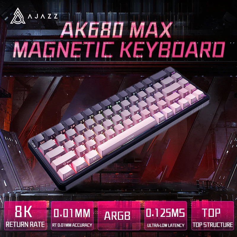AJAZZ AK680 MAX Wried Magnetic Mechanical Keyboard HE Fast Trigger Gaming Keyboard Hall Effect Switch 65% 8K Polling Rate 68 key