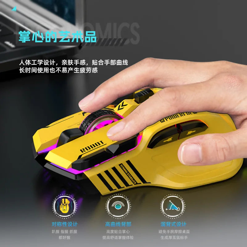 G6 Tri Mode Bluetooth Wireless Wired Mechanical Gaming Mouse Rgb Backlight Silent Type C Rechargeable For Pc Laptop E Sports