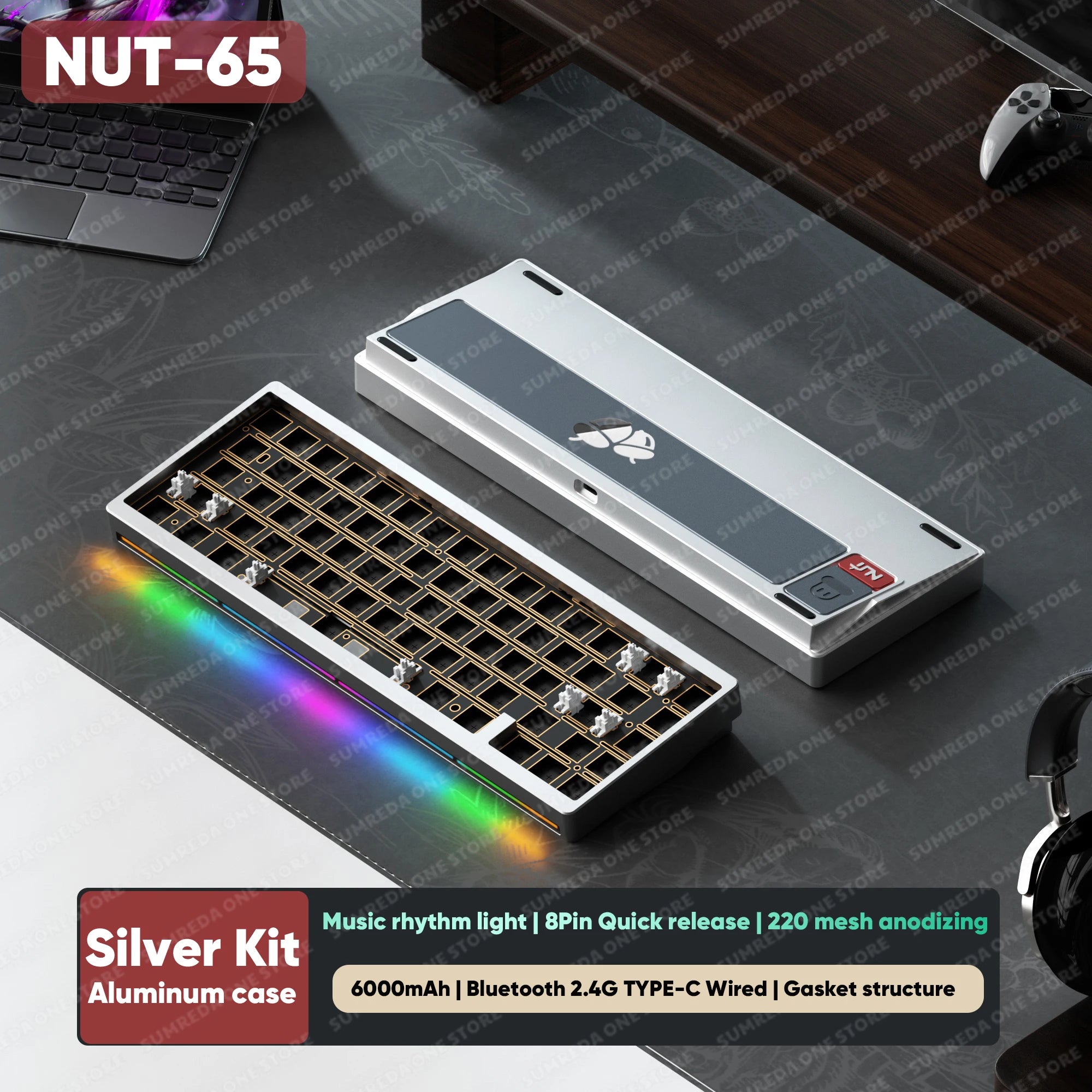 WEIKAV Lucky65 V3 Lucky65 V2 ZA68 NUT65 Wireless Aluminum Mechanical Keyboard Kit RGB Bluetooth Wired Gaming Hotswap Keyboard
