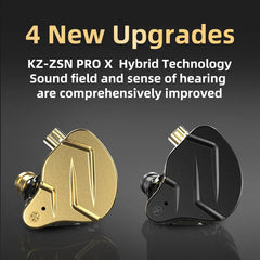 KZ ZSN Pro X metal headphones 1ba + 1dd hybrid technology high-fidelity bass monitor sports headphones and noise-cancelling head