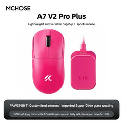 MCHOSE A7 V2 Ultra Gaming Mouse PAW3950 TI Sensor Dual 8000Hz 20000fps 42000DPI 750IPS Imported Super Glide Glass Coating CSGO