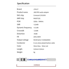 JCALLY JM6 Pro Type-C to 3.5mm Dual DAC CX31993 MAX97220 Digital Audio Headphone Amplifier HiFi DAC Mobile Headset AMP Adapter