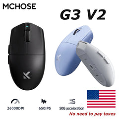 MCHOSE G3 V2 Pro Professional Game Three Mode Mouse PAW3395 26000DPI Polling Rate 59g Ultra Light Office Mouse 800mAh