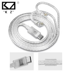 KZ Headphones Type-C Oxygen-Free Copper Silver-Plated Earphone Cable 0.75MM High-purity Gold-plated Pin