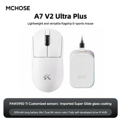 MCHOSE A7V2 Ultra Plus eSports Game 3950TI Trimode Mouse 42000DPI Lightweight Double 8k Mouse Imported Super Glide Glass Coating
