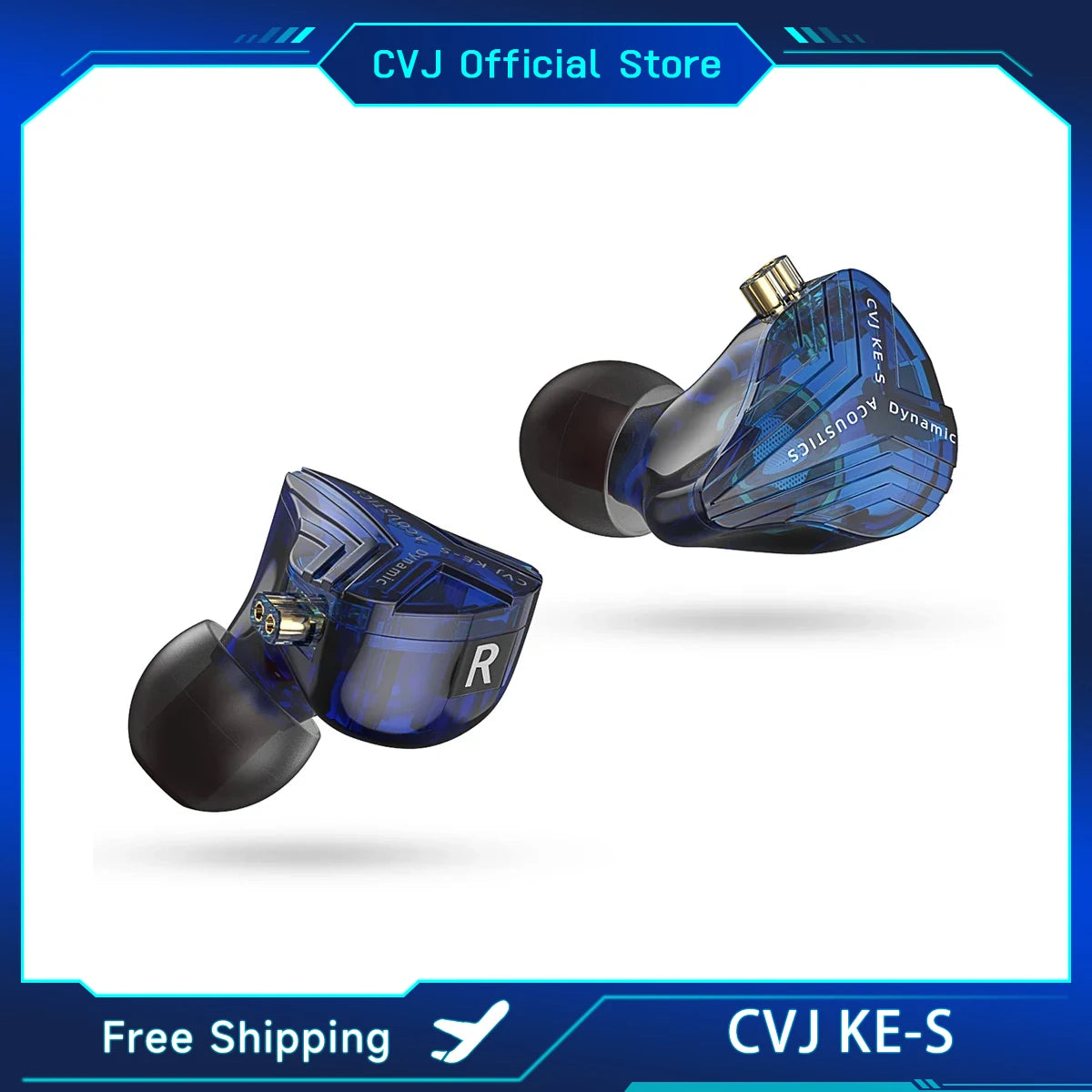 CVJ KE-S Earphones Dual Magnetic Dynamic Driver Headphones 360° Surround Sound Filed Headsets  In Ear Earbuds With Hifi Cable