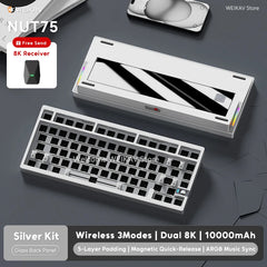 WEIKAV NUT75 220 Grit Aluminum Wireless Gaming Custom Mechanical Keyboard Kit 75% Bluetooth Wired Gamer Non-contact Keyboard